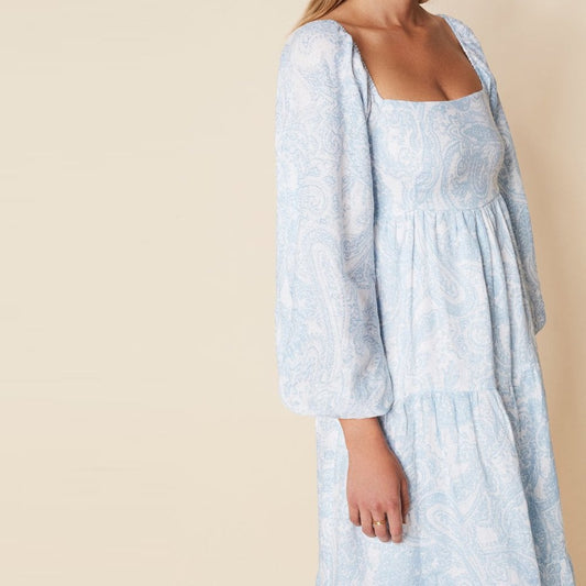 - Alison Midi Dress - Paisley Powder Blue