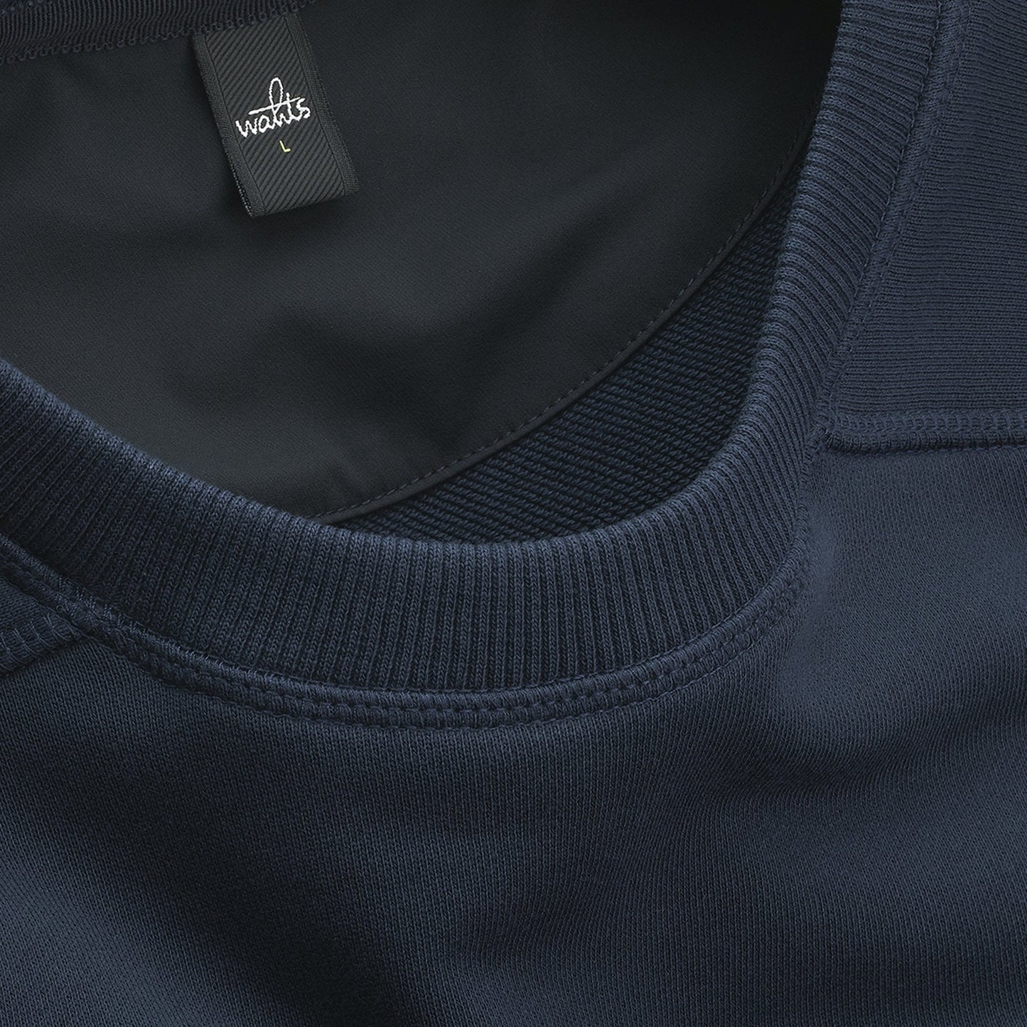 Moore - Crew Neck Sweater With Band - Navy