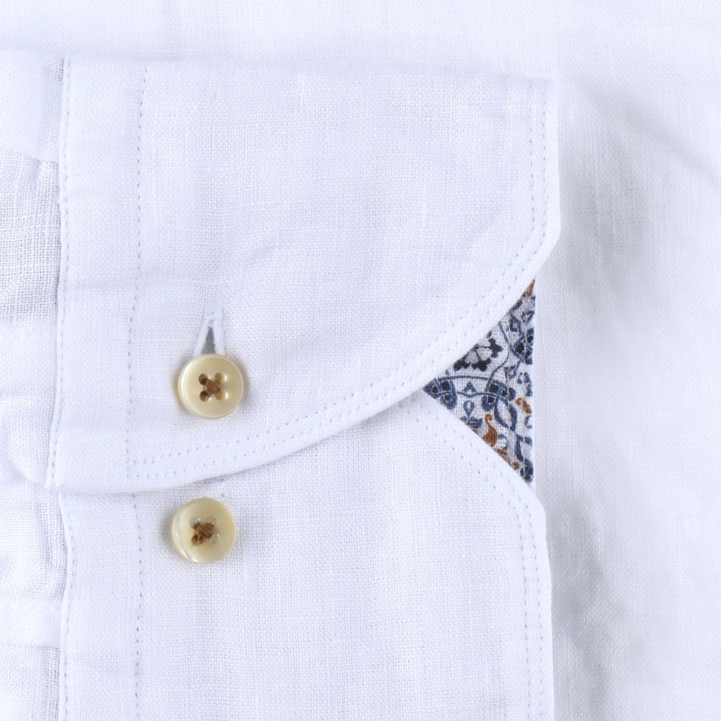 - Slimline Linen Contrast Shirt - White