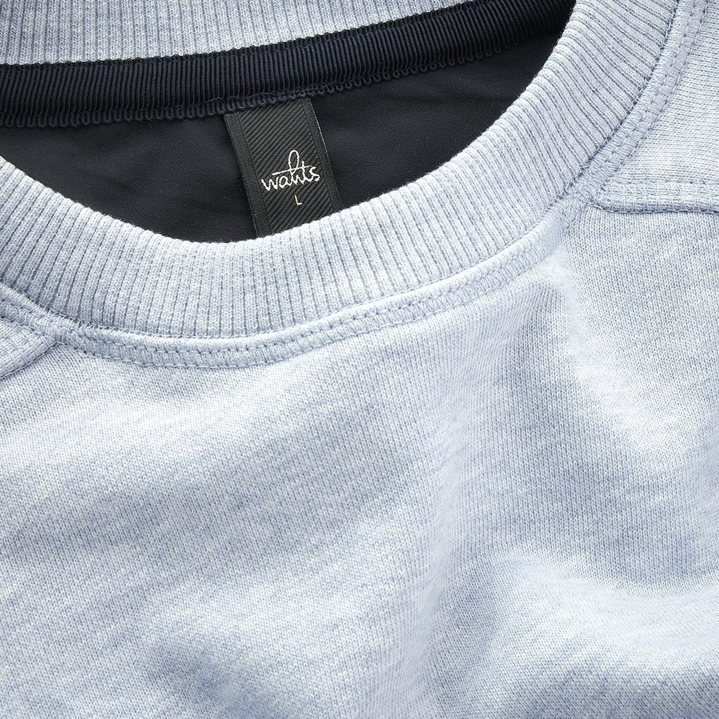 Moore - Crew Neck Sweater With Band - Light Blue Melange