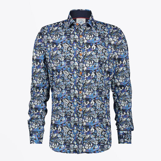 - 'Best of Brood' Print Shirt - Navy/Multi