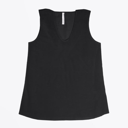 - Netted Tank Top With Hood - Black