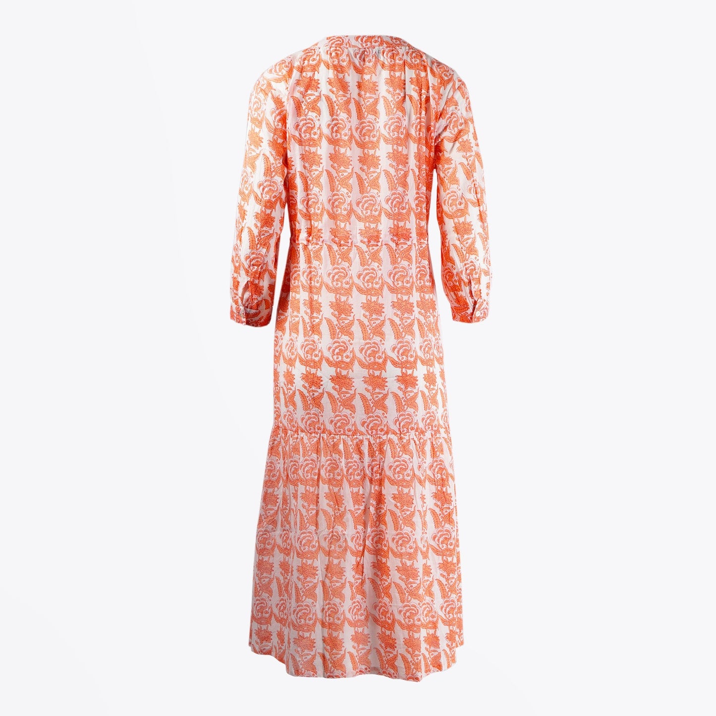 - Printed Belt-Tie Dress - Orange