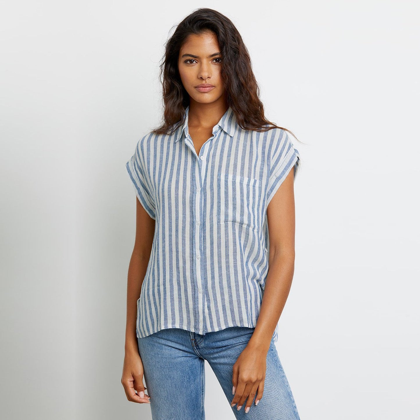 - Whitney - Stripe Shirt - Blue