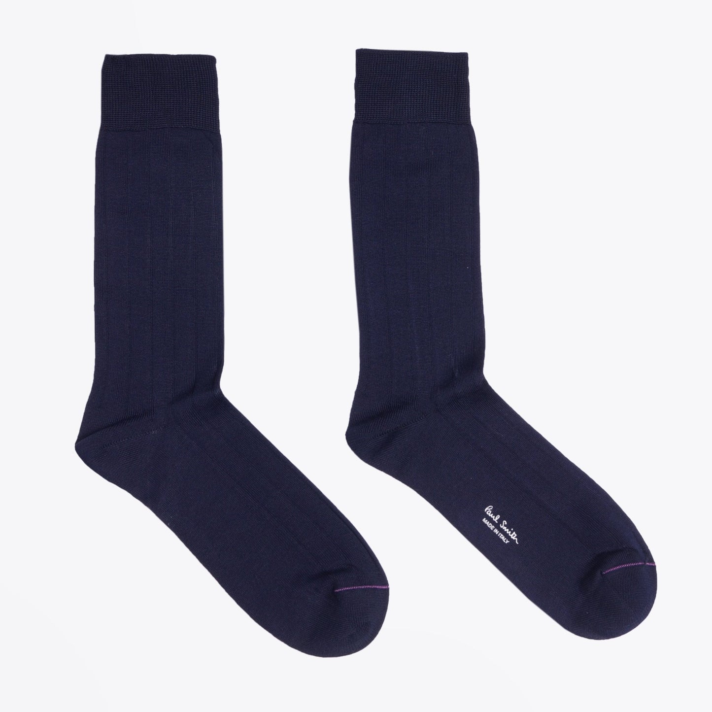 - Plain Ribbed Socks - Navy