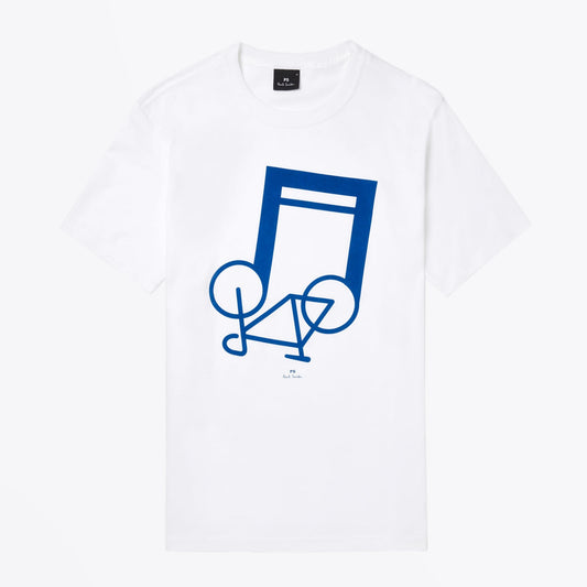 - 'Musical Bike' Print Organic Cotton T-Shirt - White