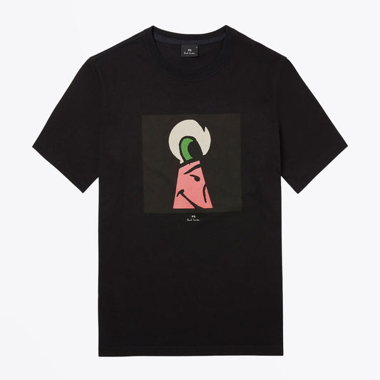 - 'Keyhole' Print Organic Cotton T-Shirt - Black