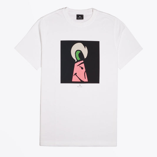 - 'Keyhole' Print Organic Cotton T-Shirt - White