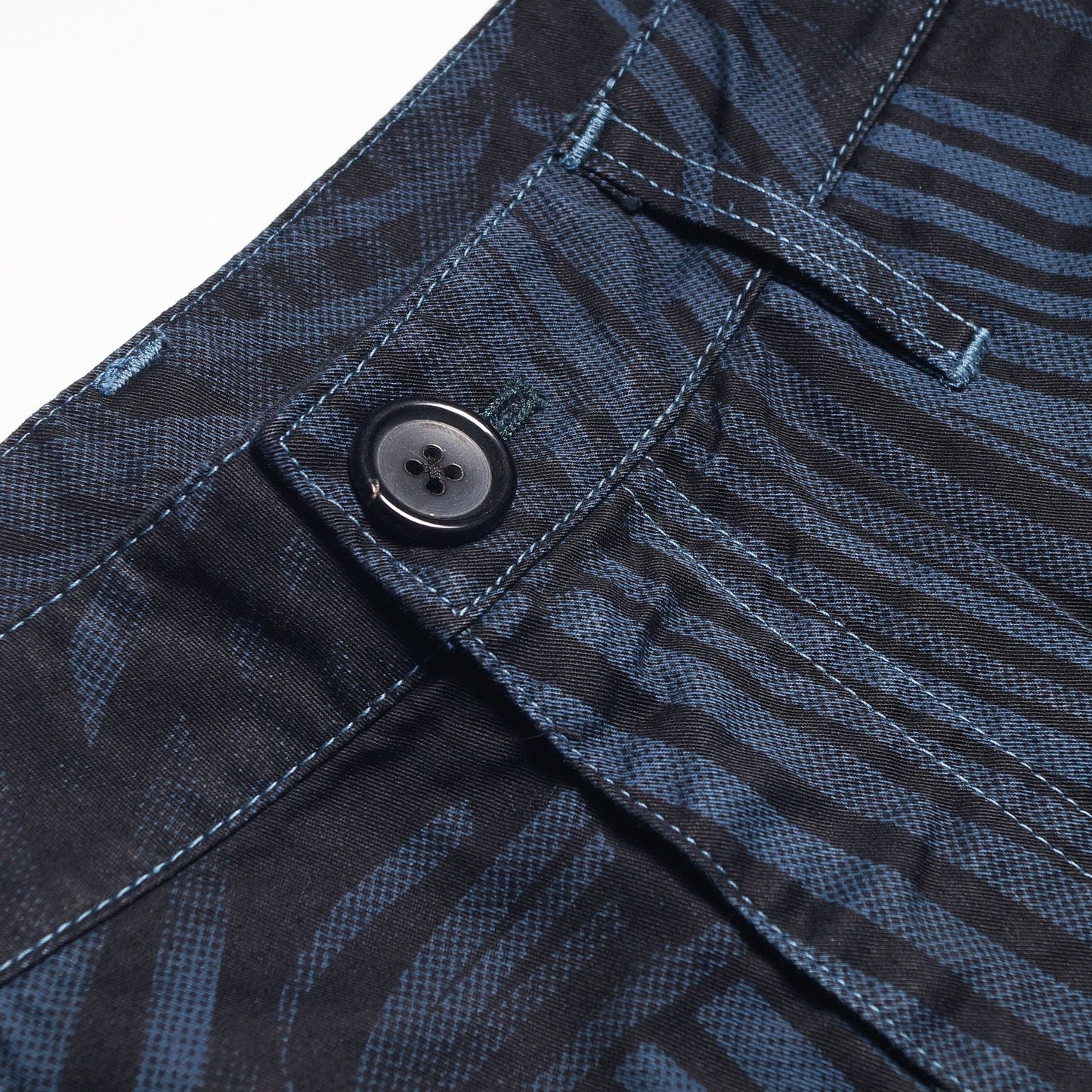 - 'Twisted Stripe' Cotton Shorts - Navy/Blue