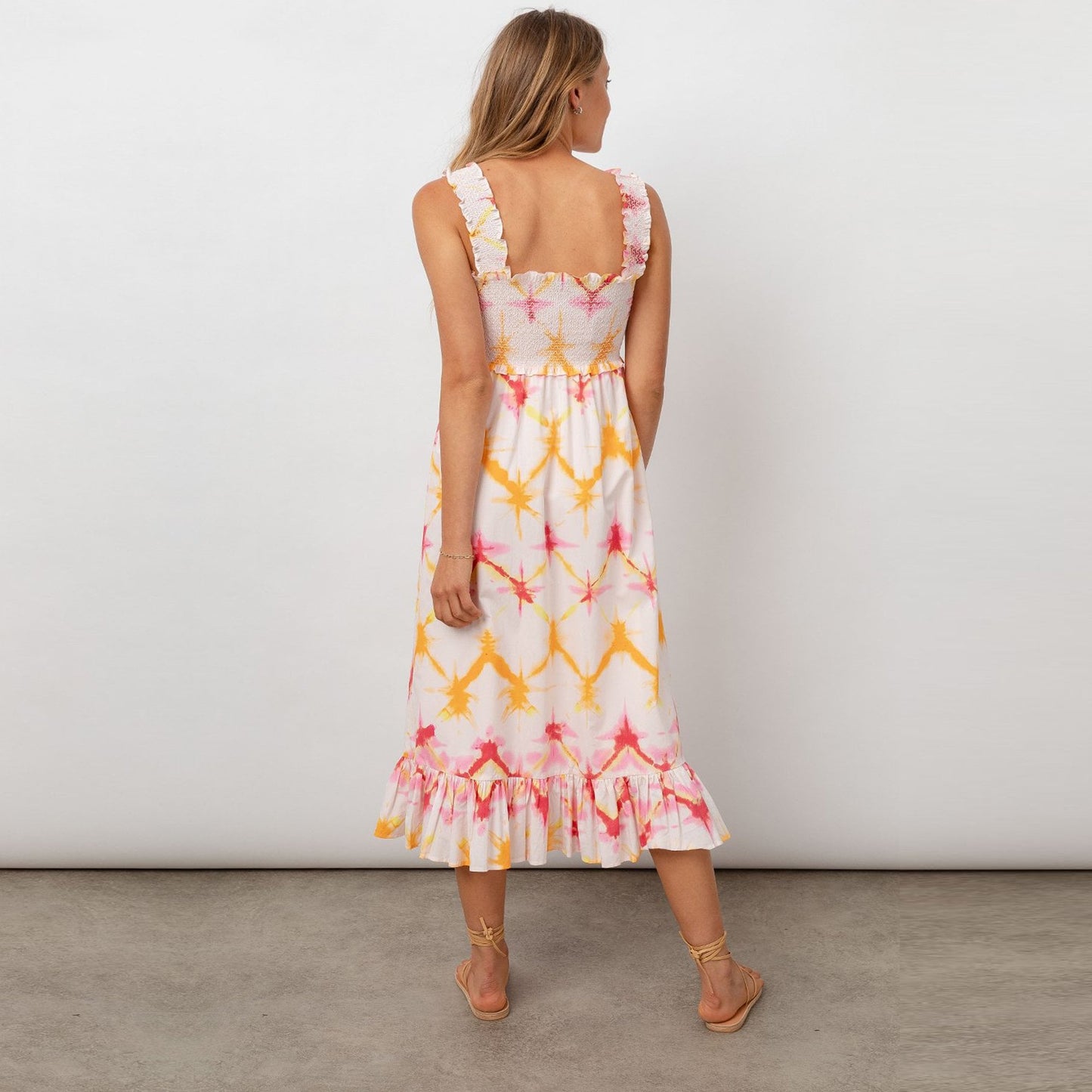 - Rumi - Diamond Tie-Dye Dress - White