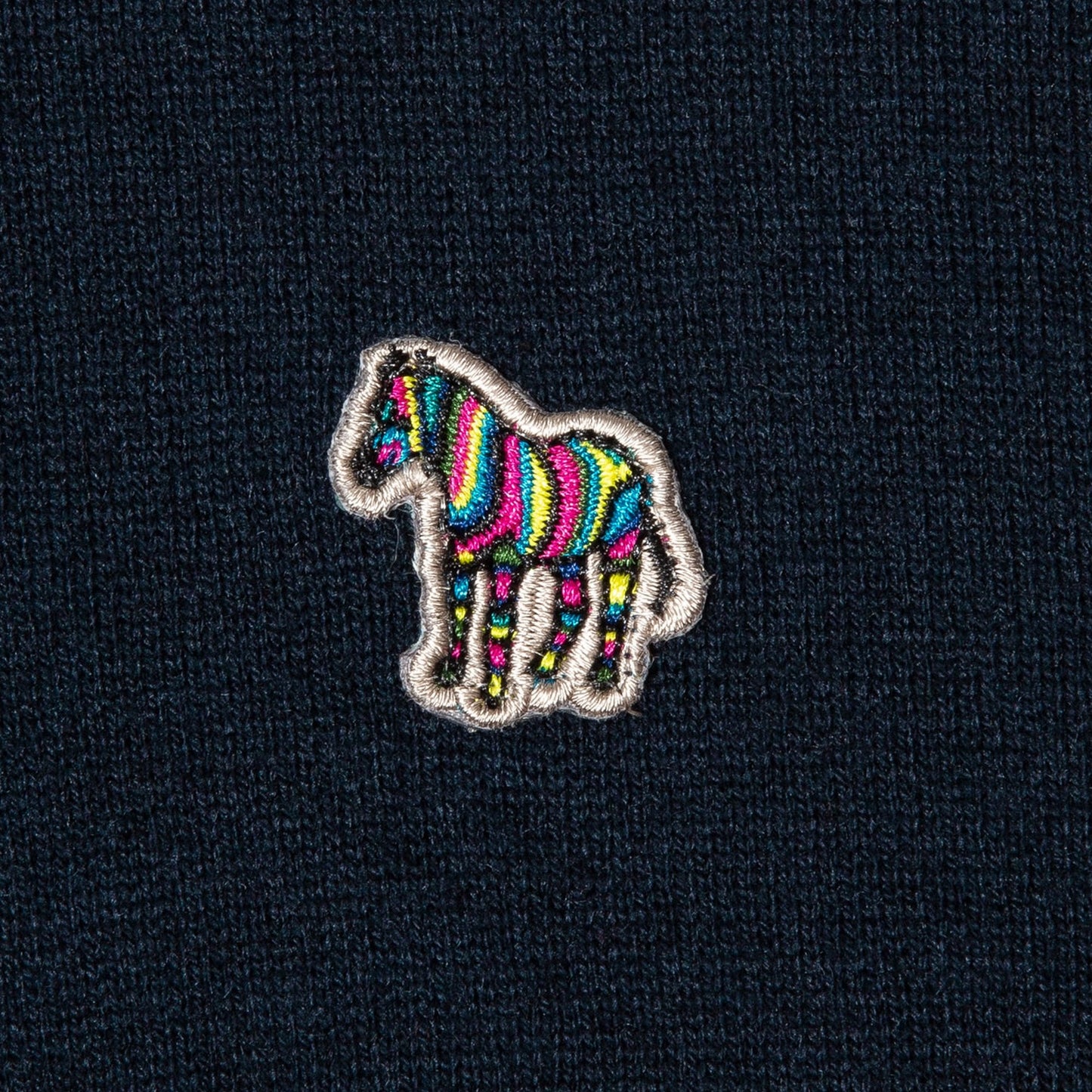 - Zip-Neck Zebra Logo Sweater - Dark Navy