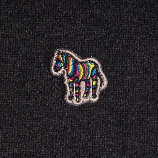 - Zebra Crew-Neck Pullover - Charcoal Grey