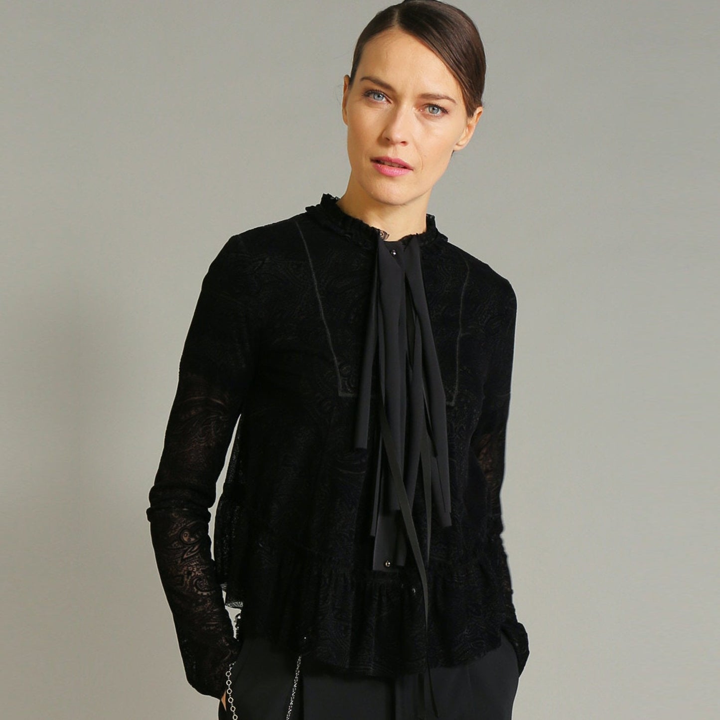 - Anywise - Paisley Cardigan Jacket - Black