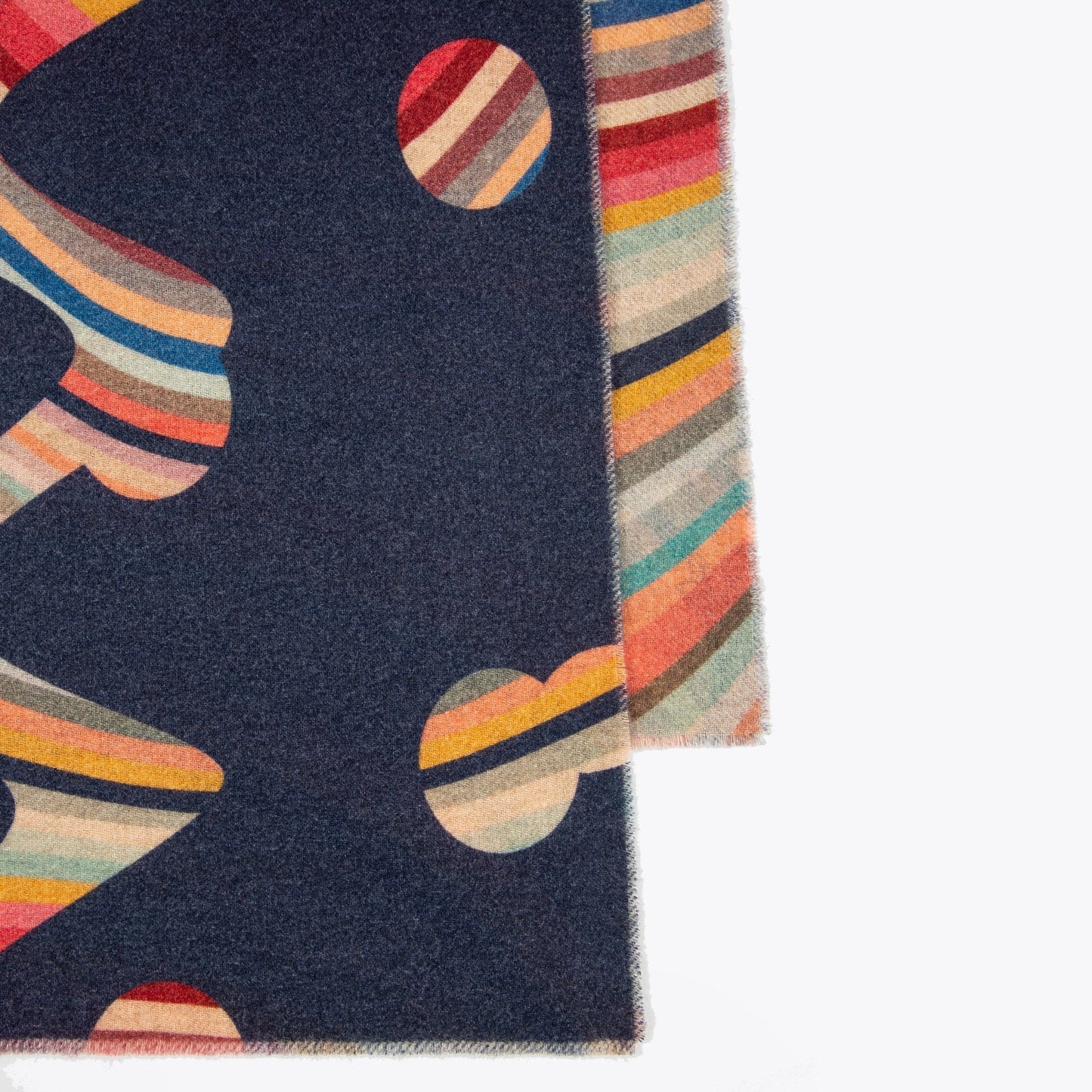 - Swirl Logo Wool-Cashmere Scarf - Navy/Multi