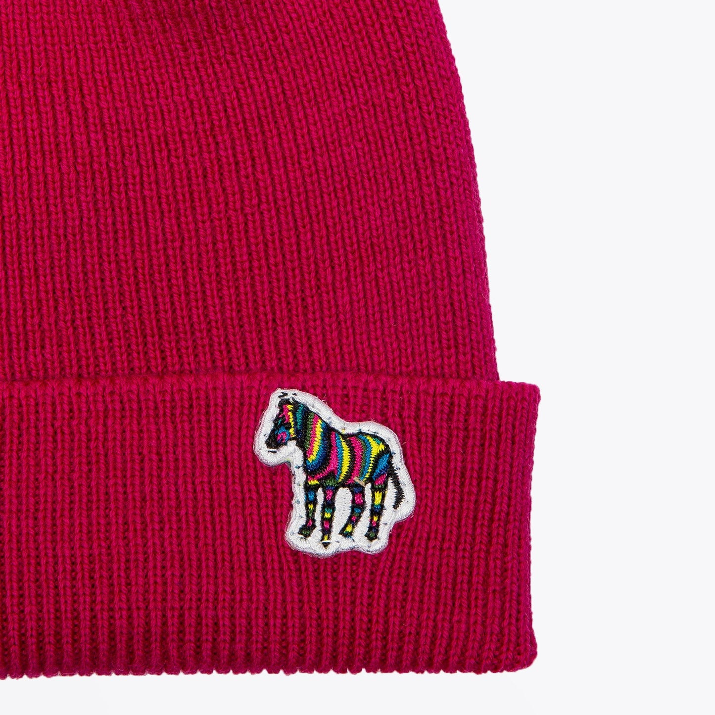 - 'Zebra' Logo Ribbed Beanie Hat - Pink