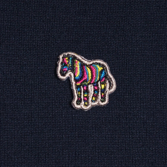 - Zebra Crew-Neck Pullover - Dark Navy