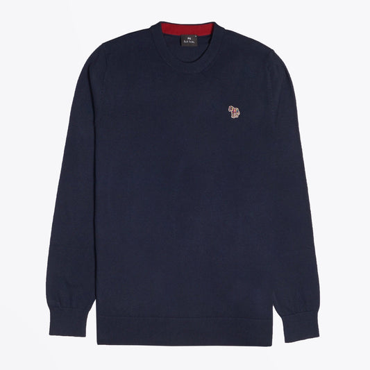 - Zebra Crew-Neck Pullover - Dark Navy
