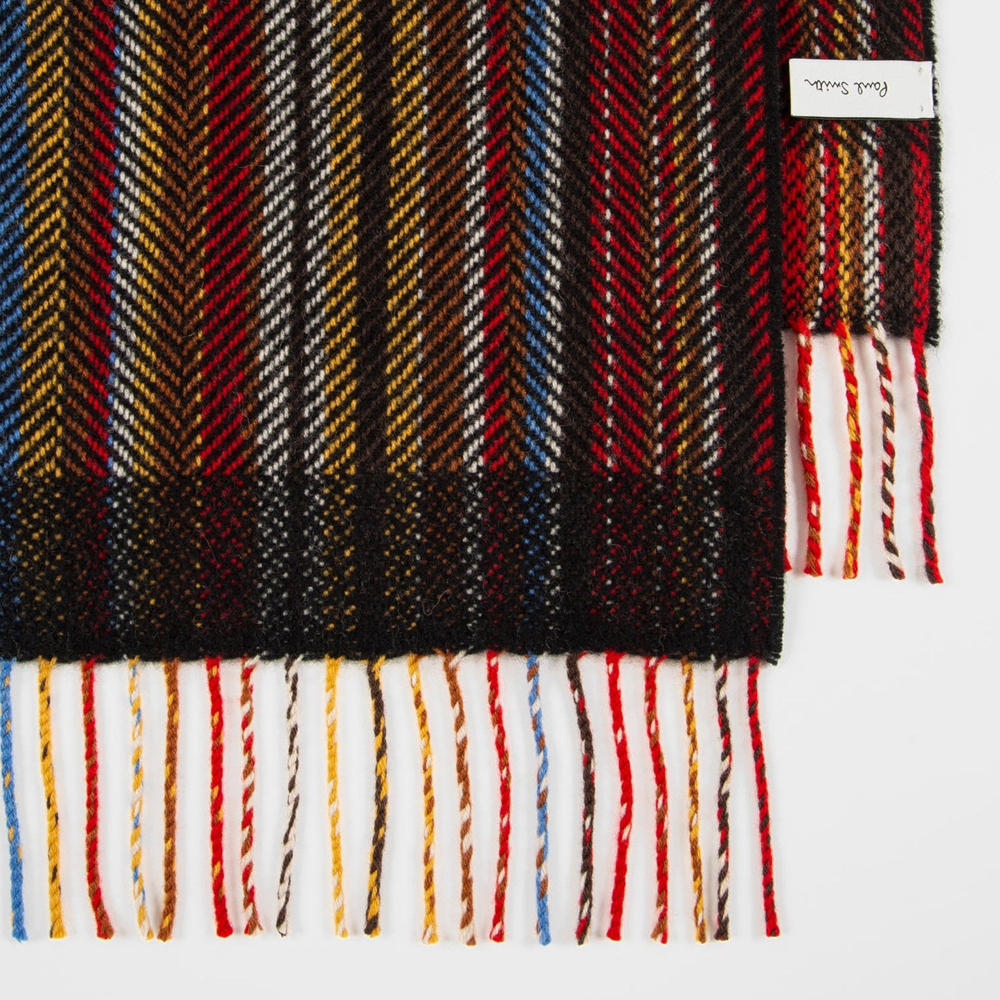 - 'Signature Stripe' Herringbone Wool-Cashmere Scarf