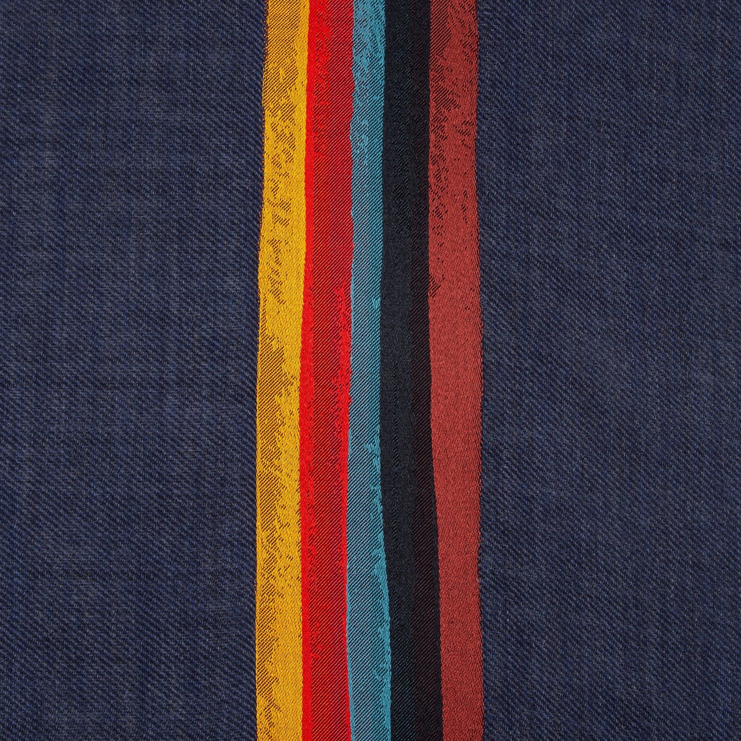- 'Painted Stripe' Wool-Silk Scarf - Navy