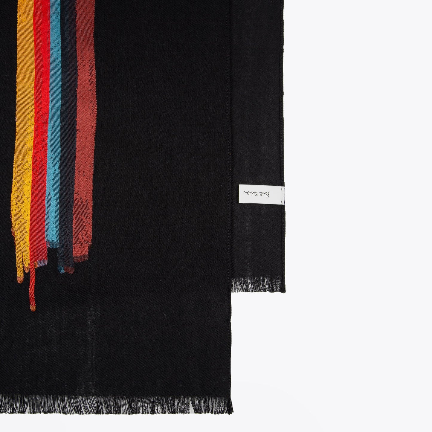 - 'Painted Stripe' Wool-Silk Scarf - Black