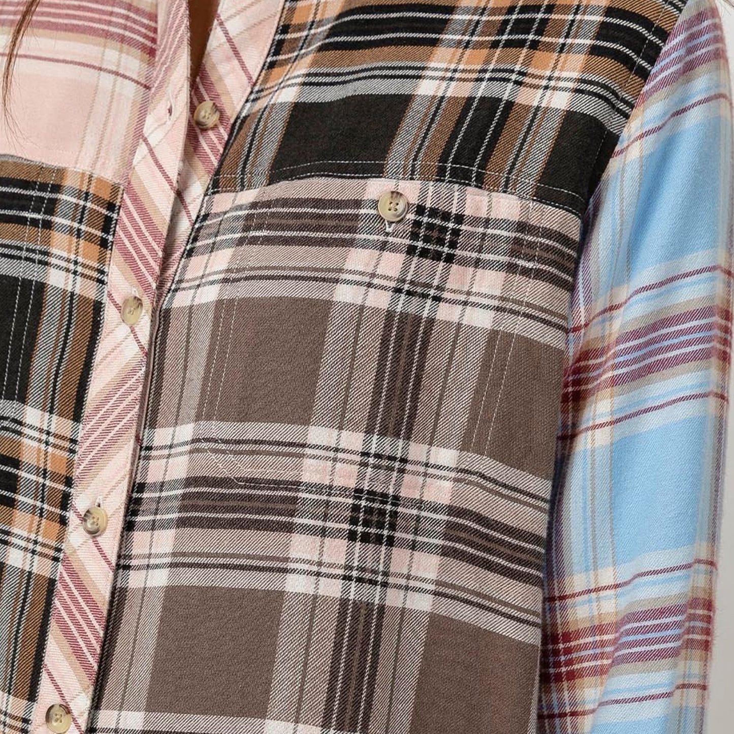 - Brando - Plaid Patchwork Shirt - Multi