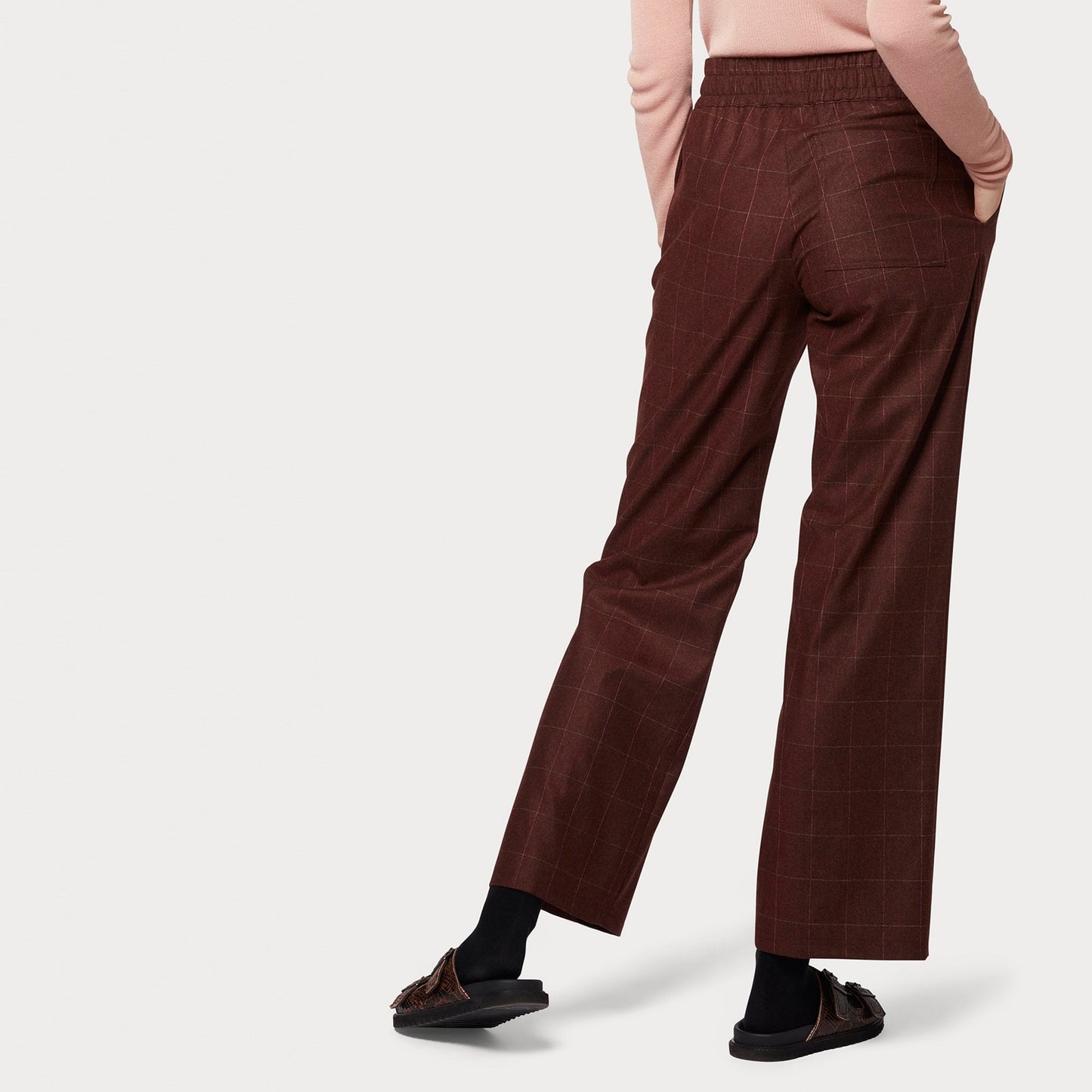 - Checked Trousers - Brown