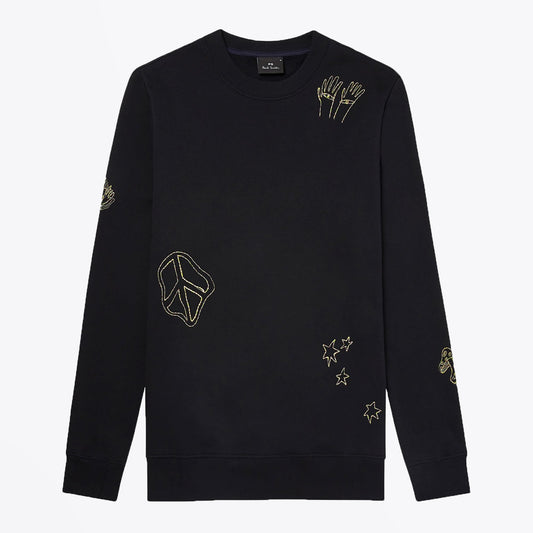 - 'Dreamscape' Cotton Sweatshirt - Black