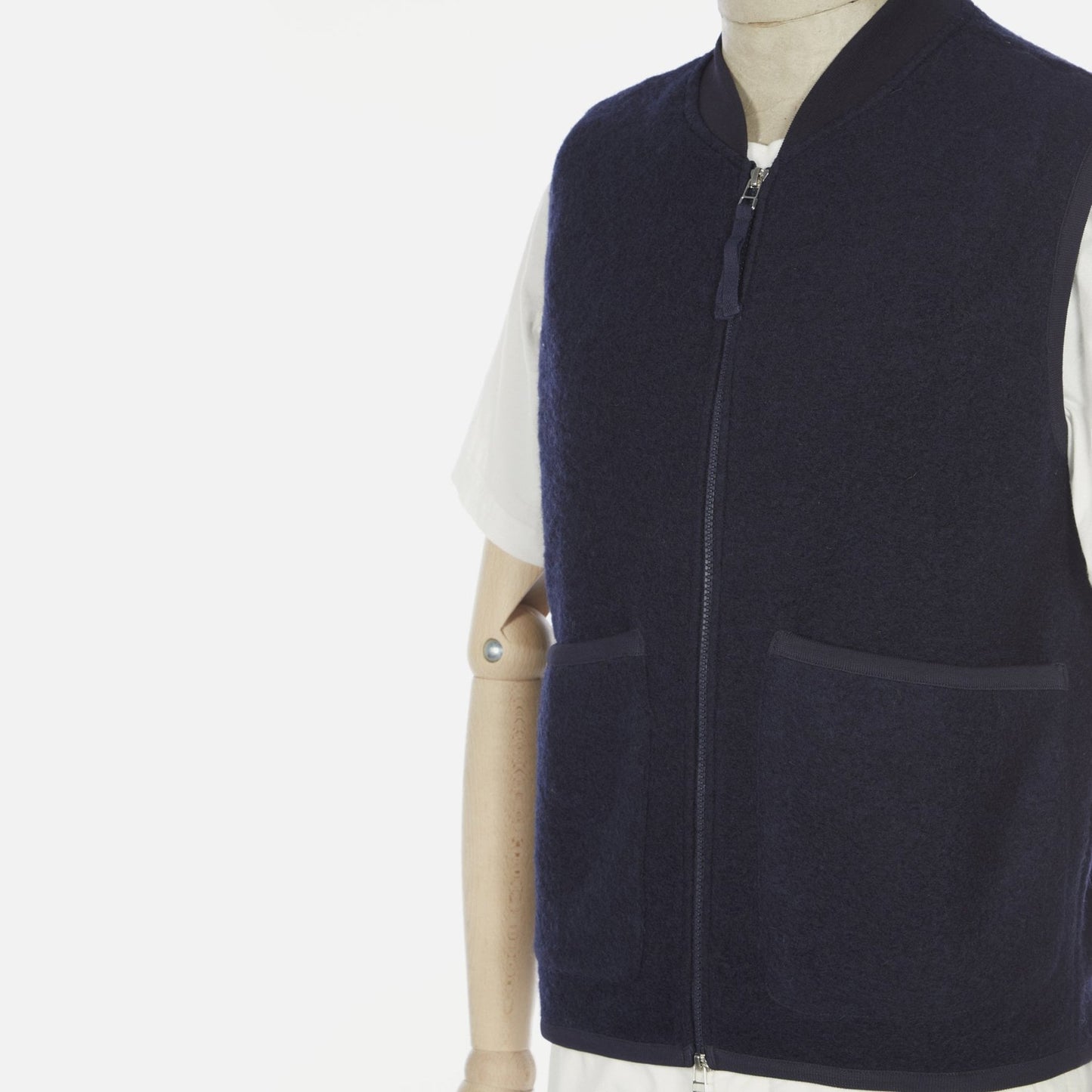 - Wool Fleece Zip Waistcoat - Navy