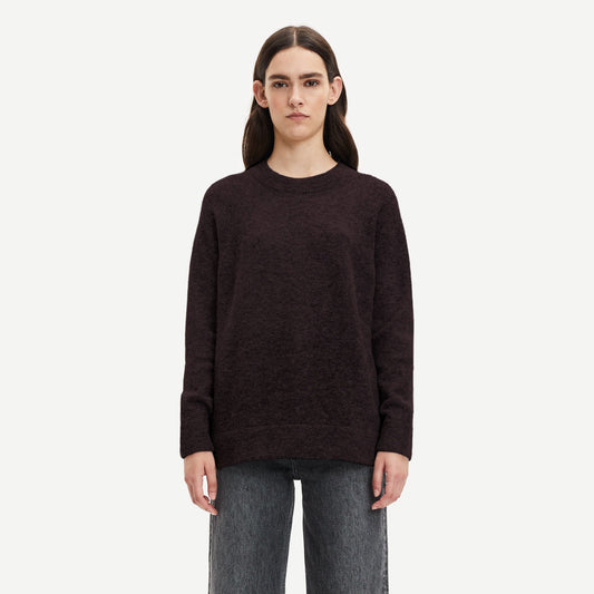 - Alpaca-Blend Knitted Pullover - Brown