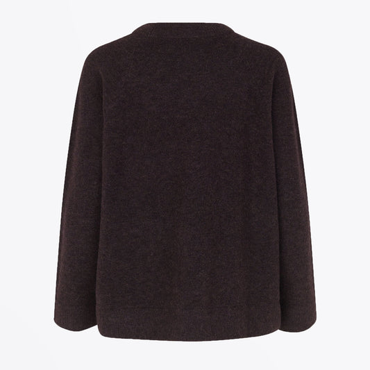 - Alpaca-Blend Knitted Pullover - Brown