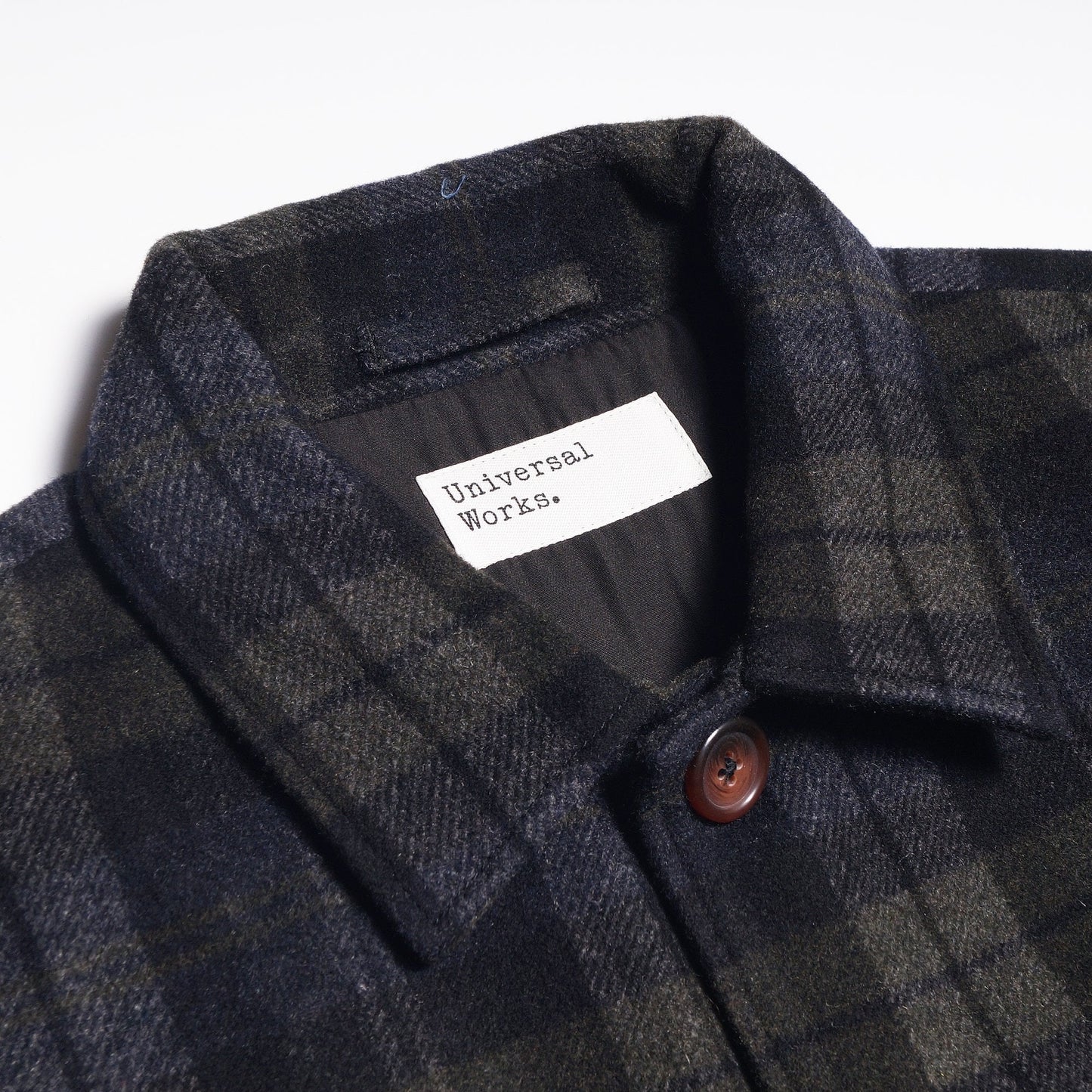 - Wool Check Simple Bakers Jacket - Grey/Green