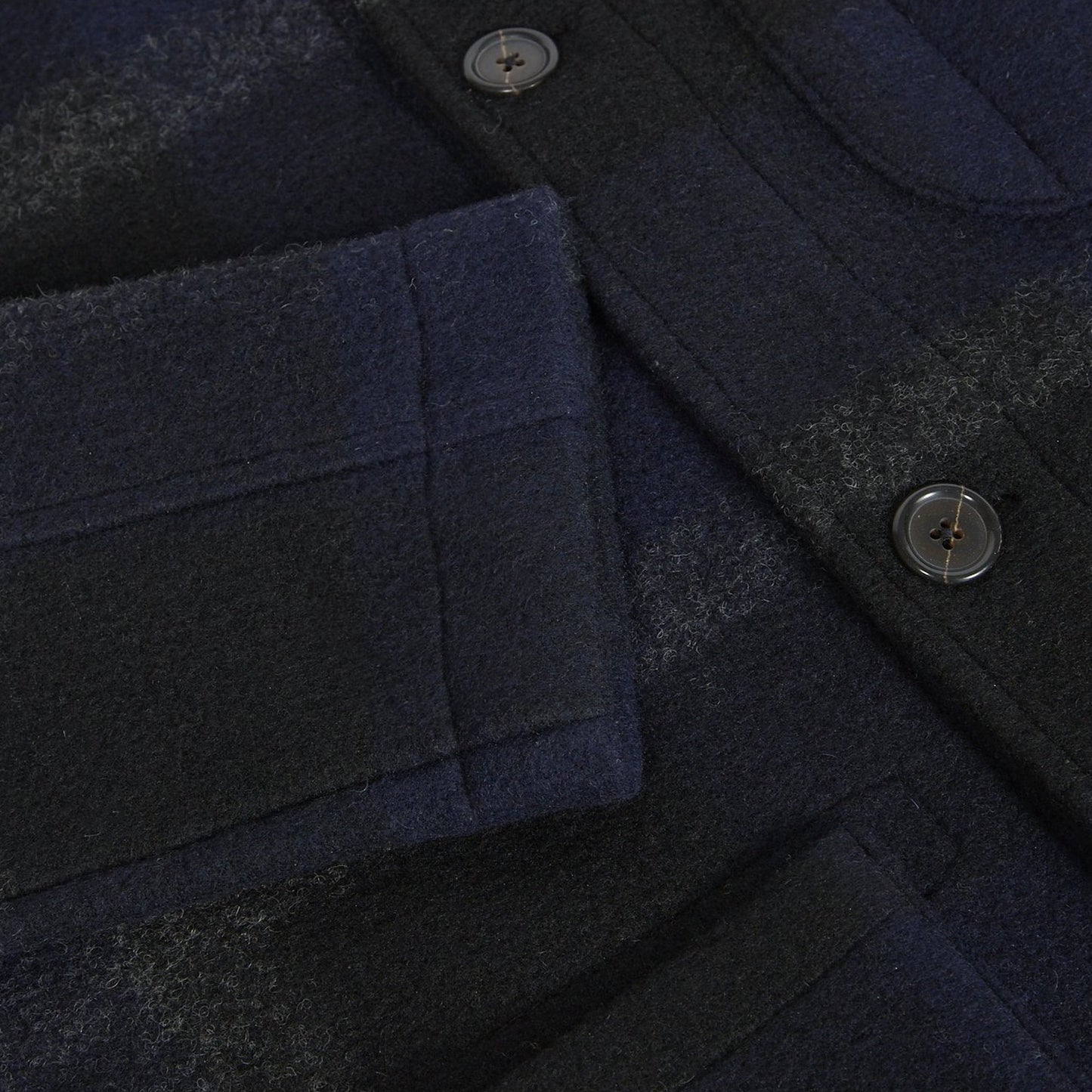 Large Plaid Fleece Jacket - Black/Grey