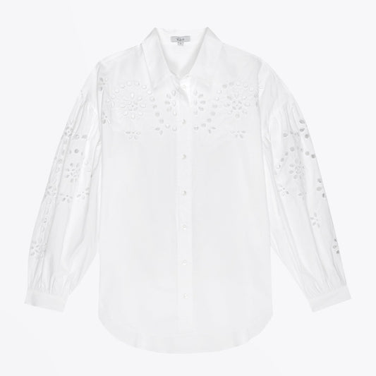 - Alister - Lace Embroidered Shirt - White