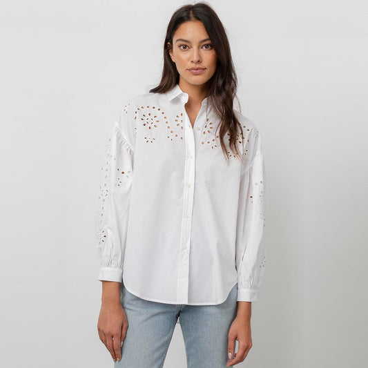 - Alister - Lace Embroidered Shirt - White