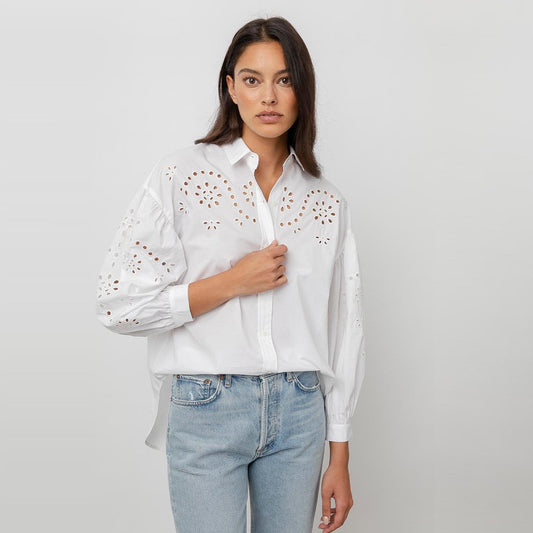 - Alister - Lace Embroidered Shirt - White