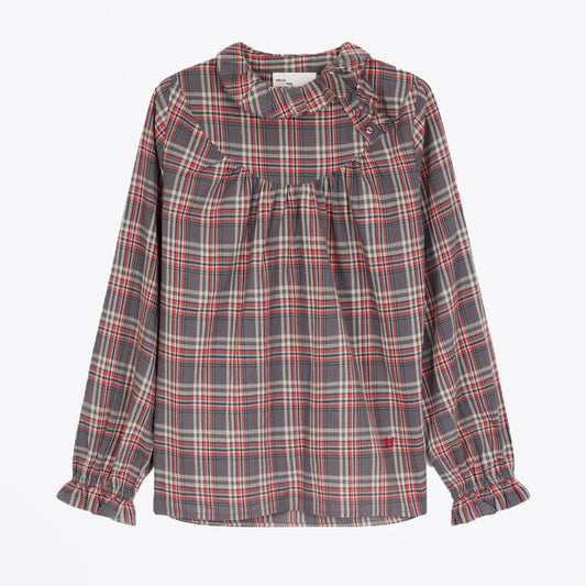 - Checked Blouse - Grey/Red