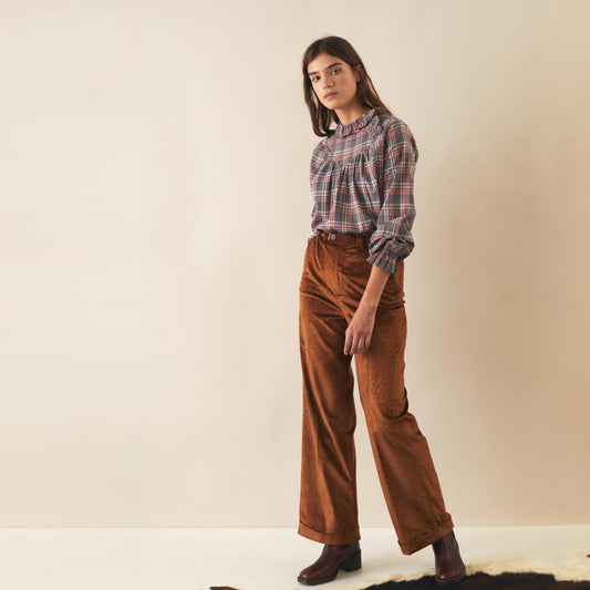 - Checked Blouse - Grey/Red