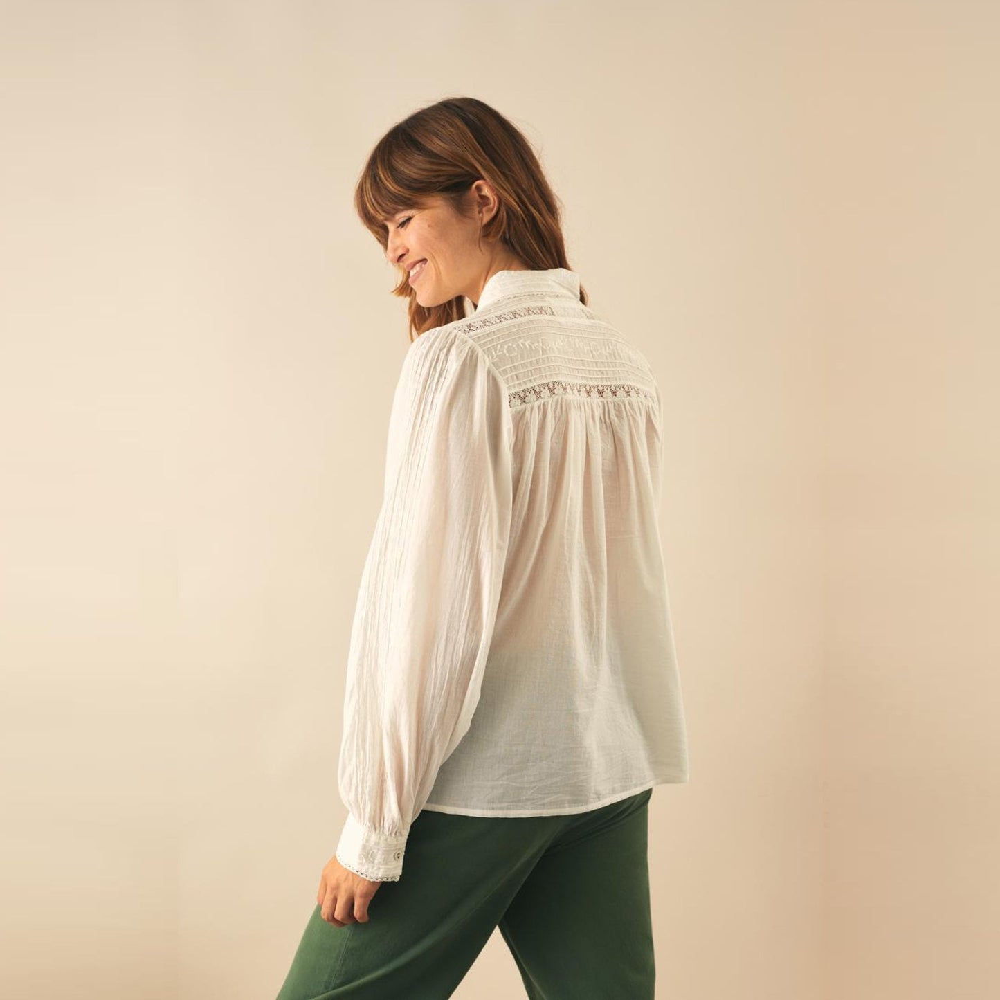Lace Embroidered Shirt - White