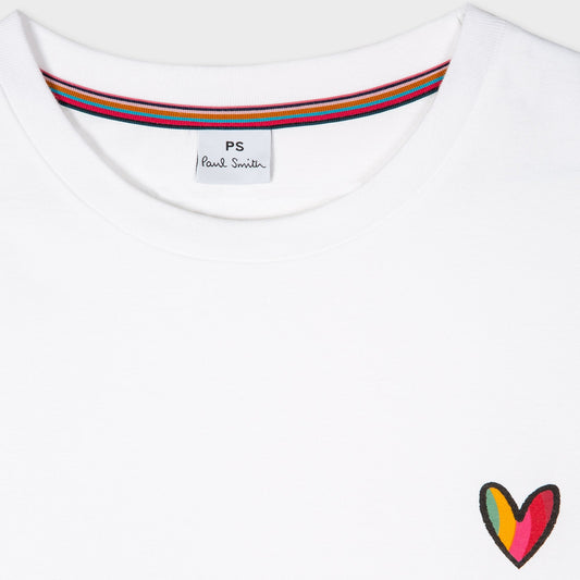 - 'Swirl Heart' Print Cotton T-Shirt - White
