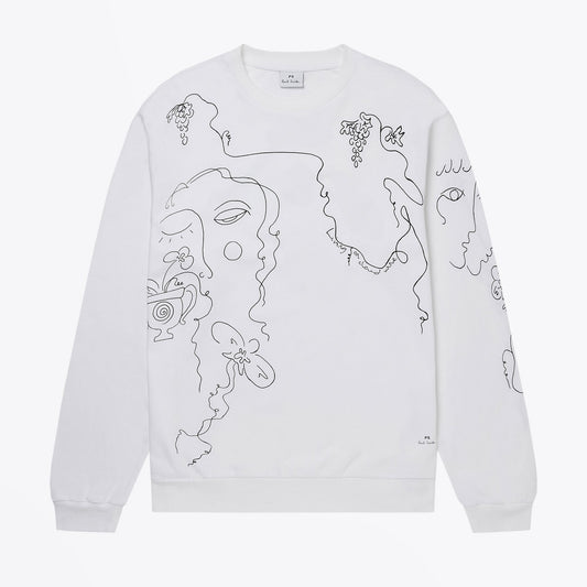 - 'Living On A Cloud' Cotton Long-Sleeve T-Shirt - White
