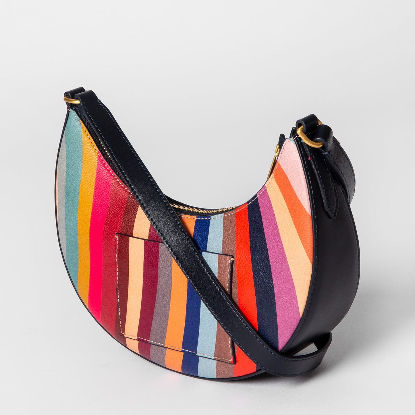 - 'Swirl' Print Leather Crescent Bag - Multi