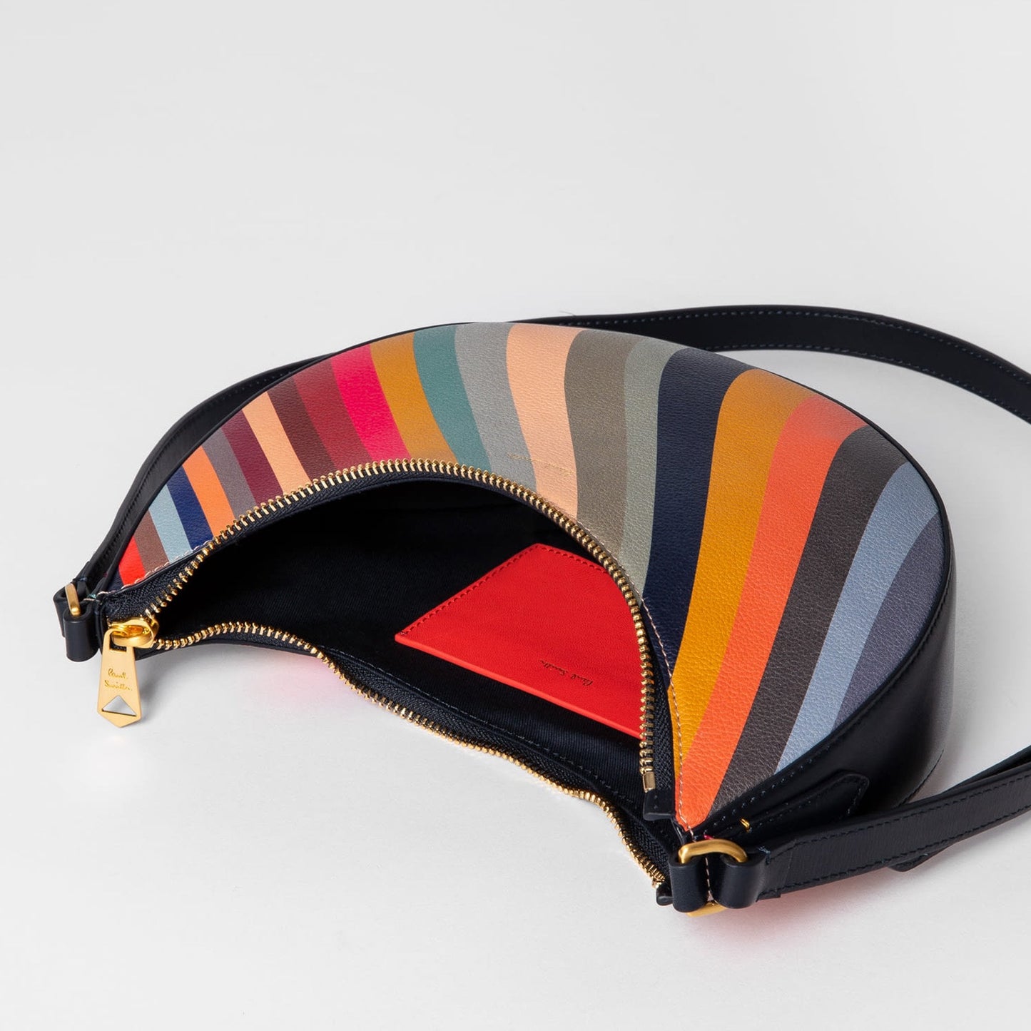 - 'Swirl' Print Leather Crescent Bag - Multi