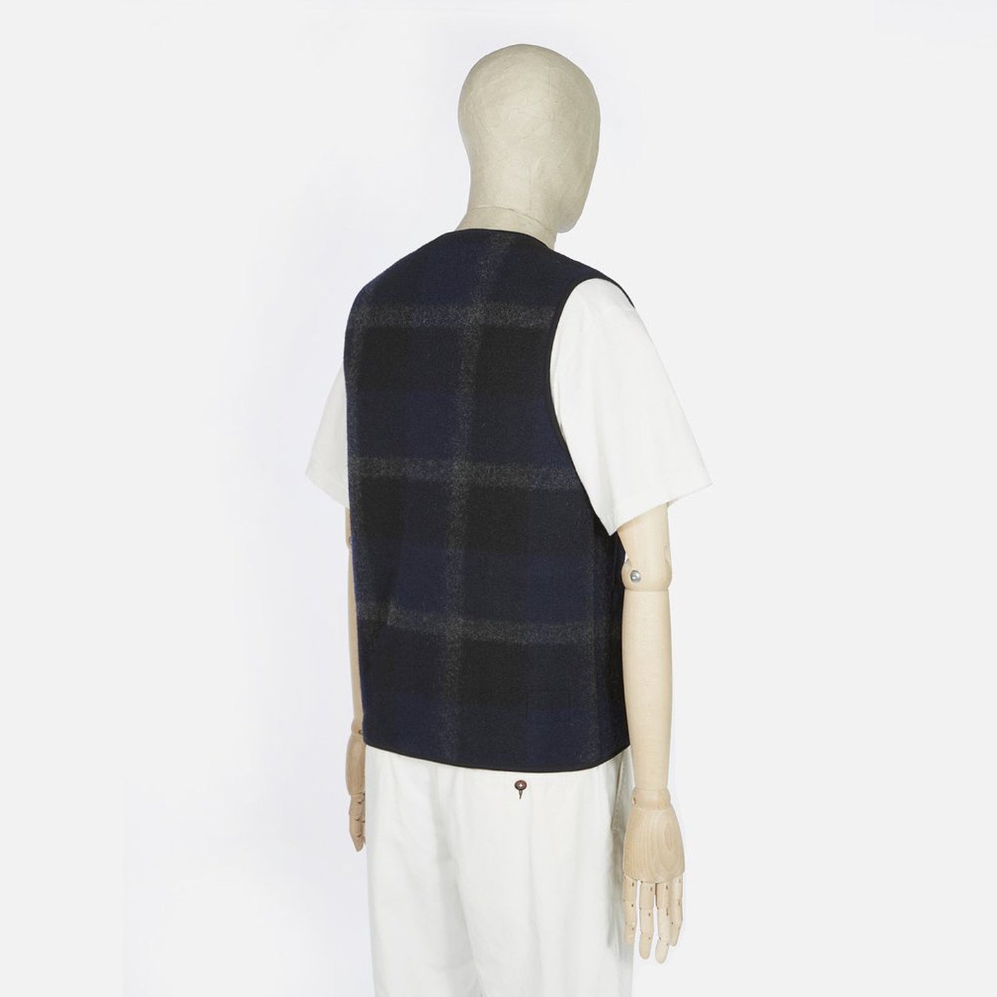 - Plaid Fleece Zip Gilet - Black/Grey