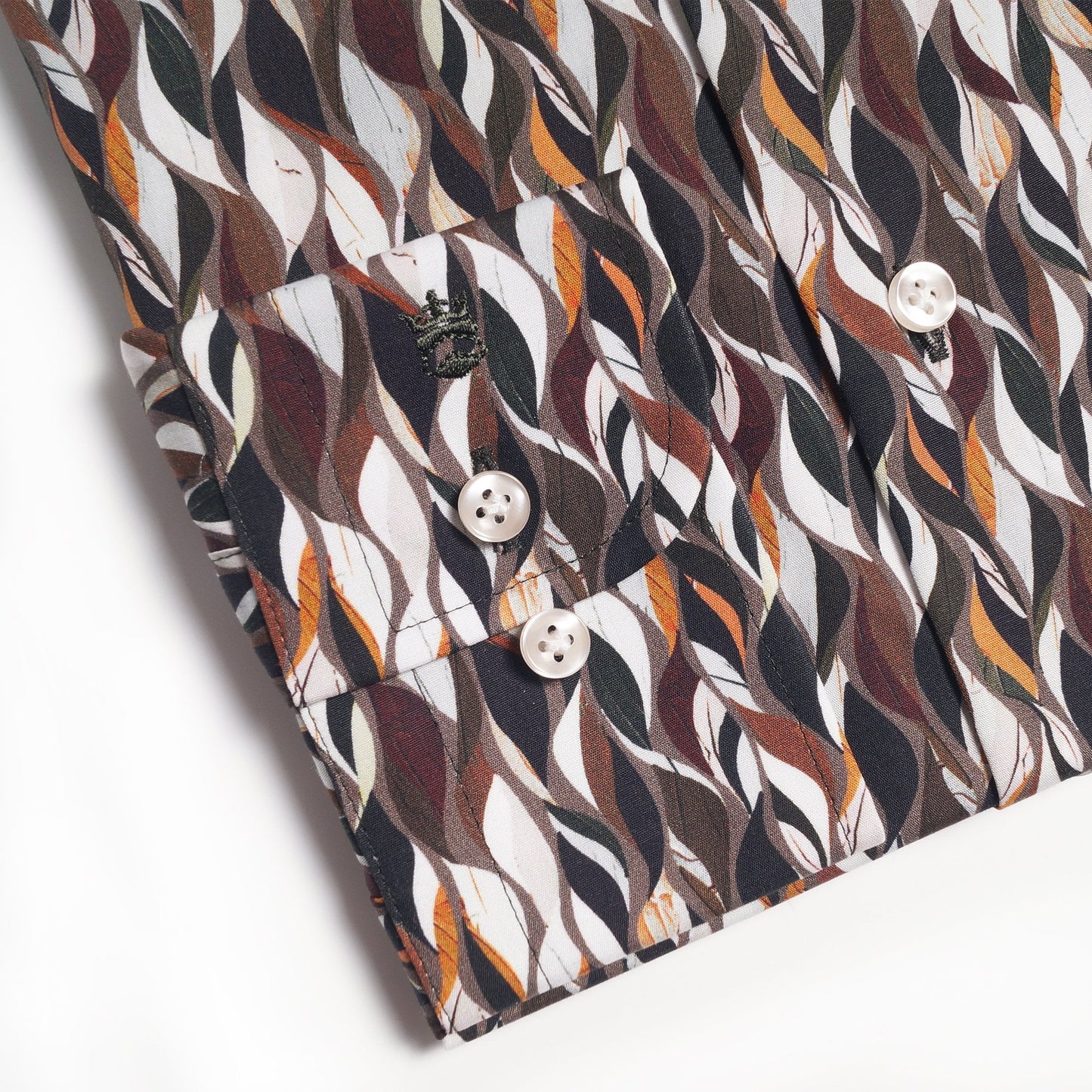 - Cotton Wave Pattern Shirt - Green/Orange