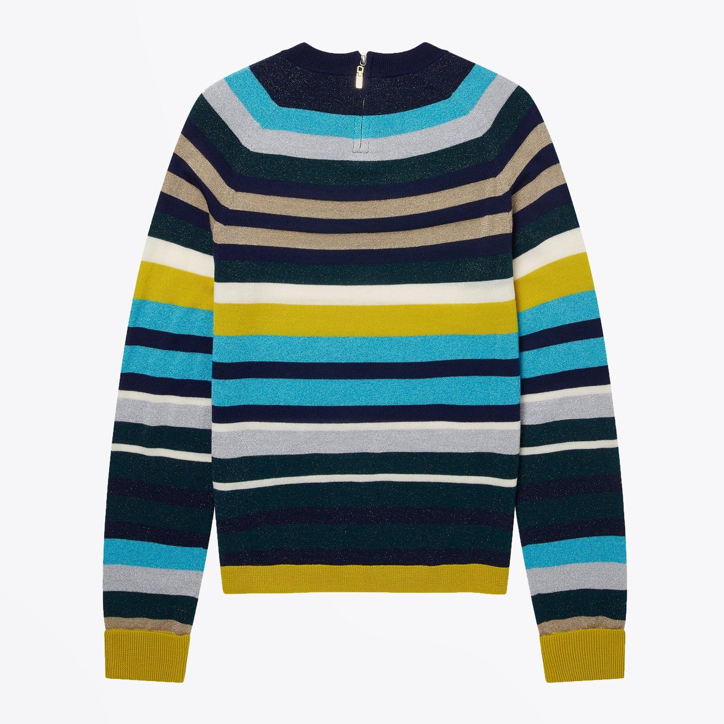 Glitter Stripe Wool-Blend Sweater - Teal/Multi