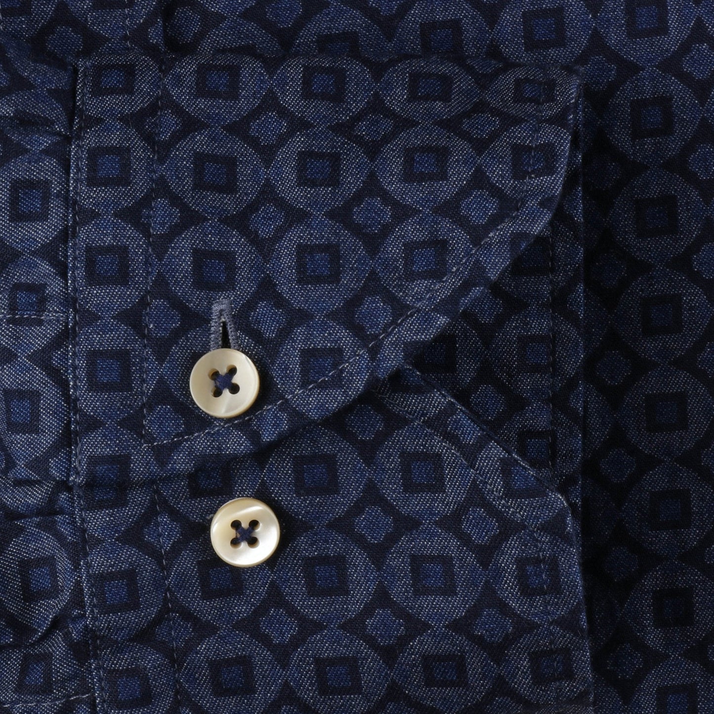 - Slimline Geometric Print Shirt - Navy
