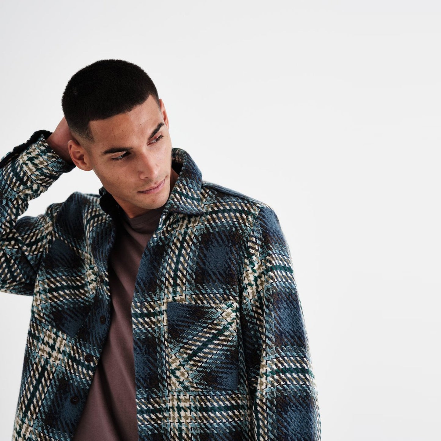 - Whiting - Checked Overshirt - Dusty Blue