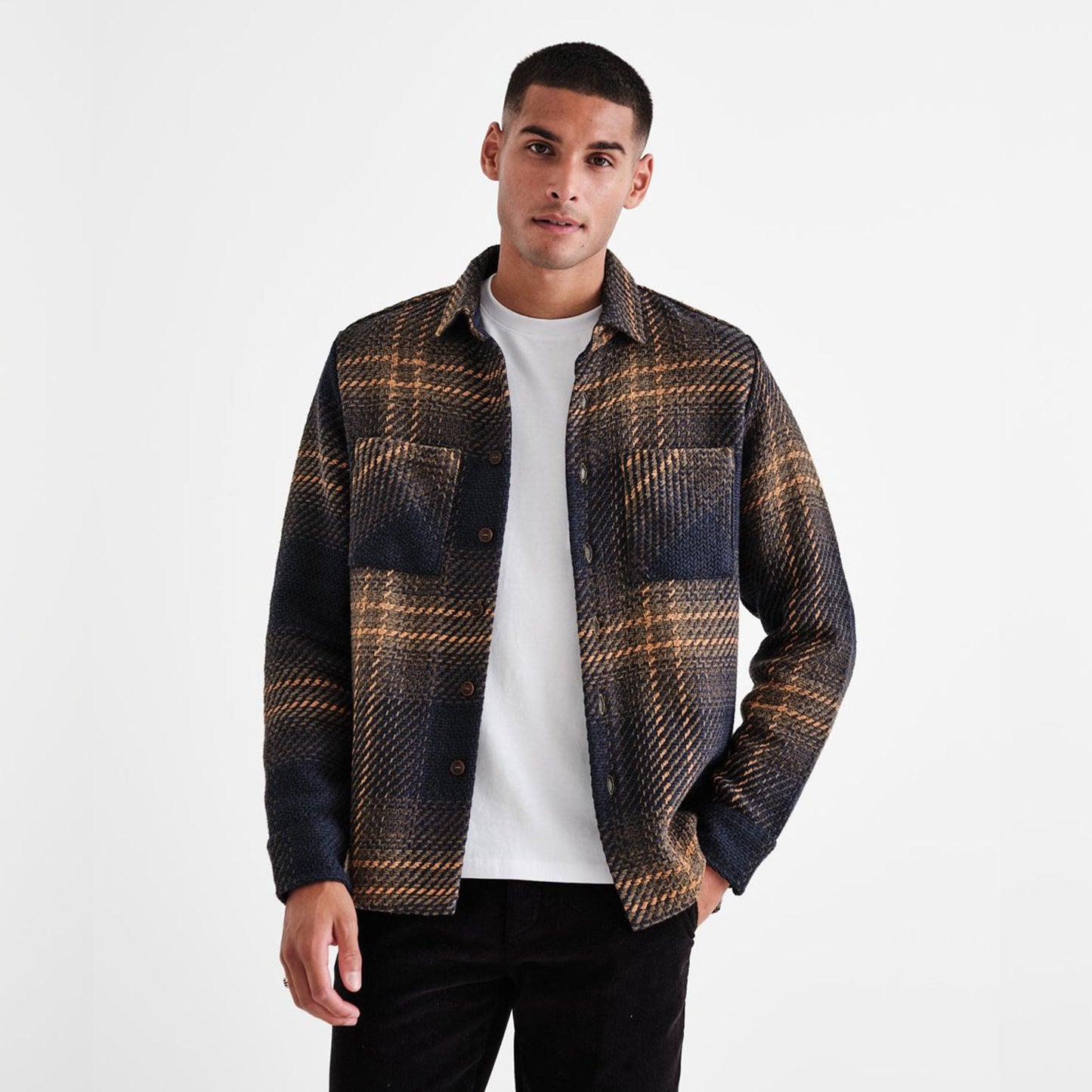 - Whiting - Windowpane Overshirt - Navy/Khaki