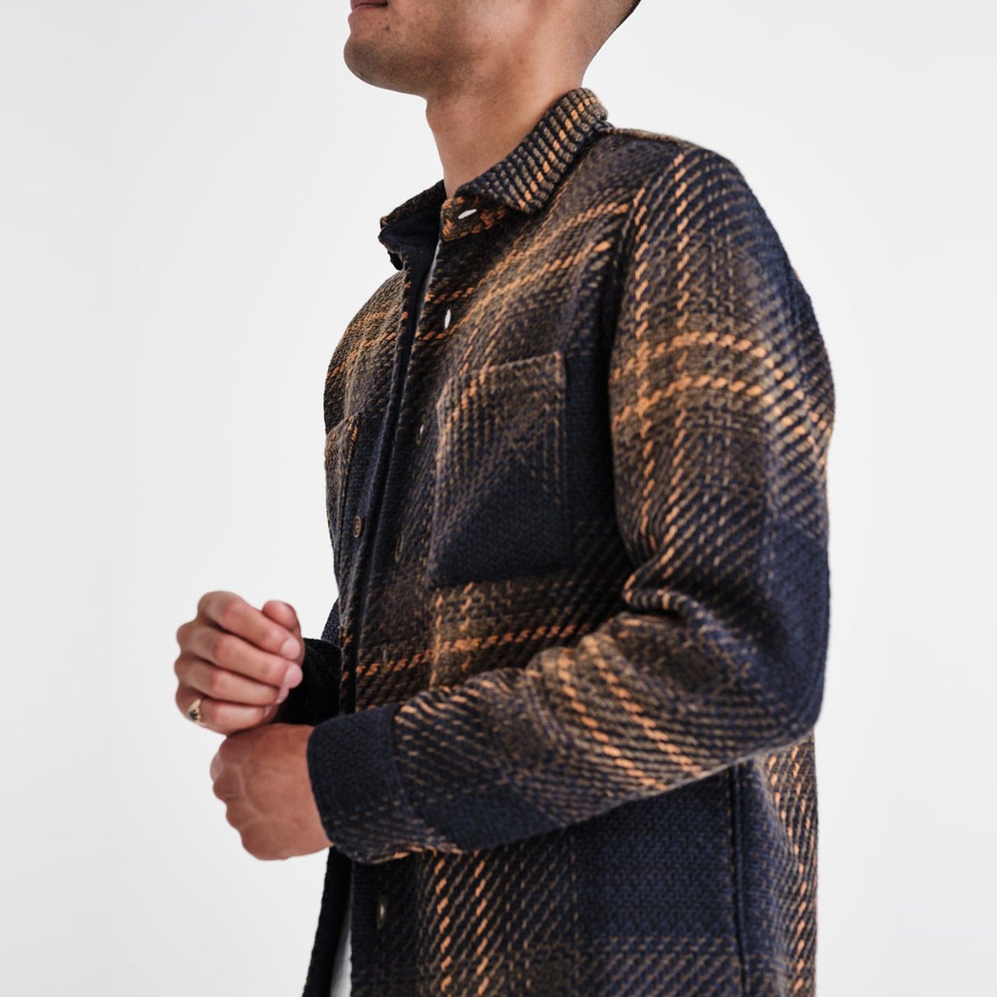 - Whiting - Windowpane Overshirt - Navy/Khaki