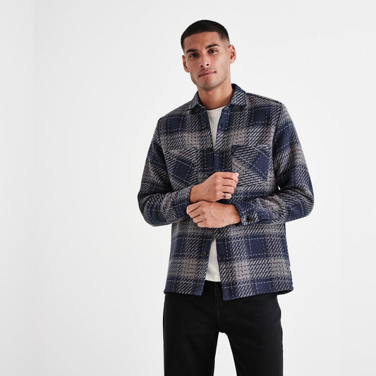 - Whiting - Plaid Check Overshirt - Navy/Grey